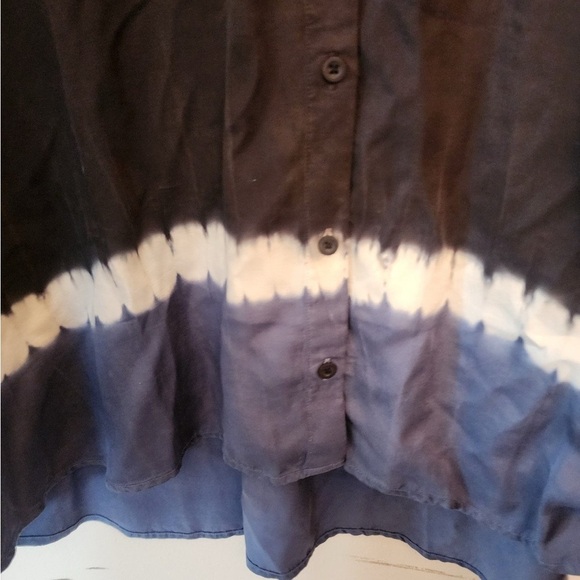 Side Stitch Button Down Stripe Dye Shirt Blue Stripe size womens 5x - Picture 3 of 5